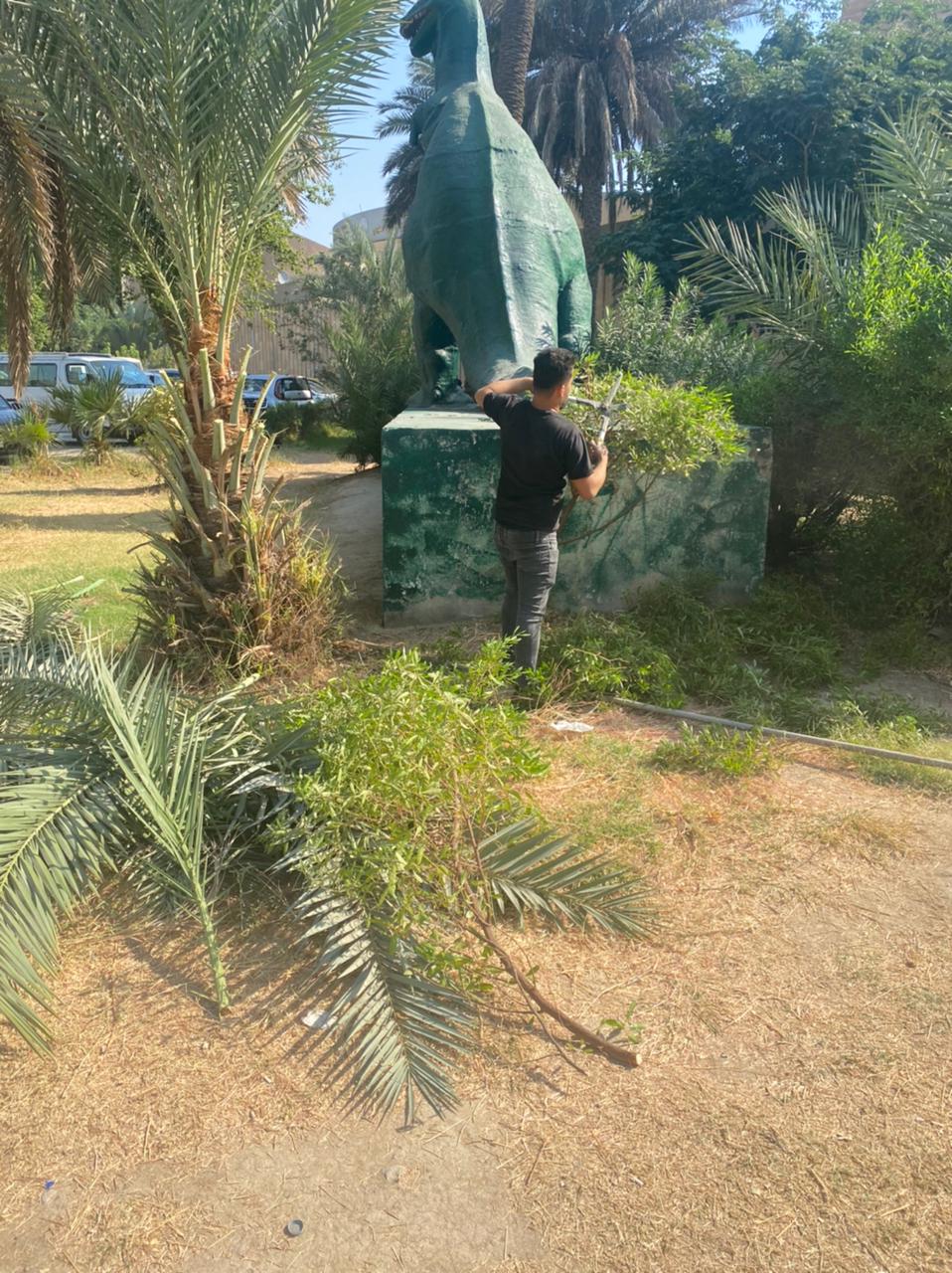 قسم شؤون الديوان ينظم حملة لتقليم الاشجار في مجمع باب المعظم (2)